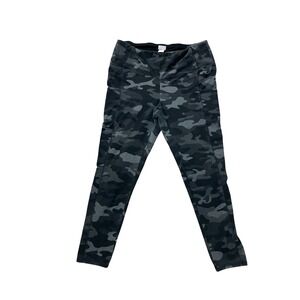 Chico's Sport Black Grey Camo Cargo Pocket Athletic Leggings Size 2